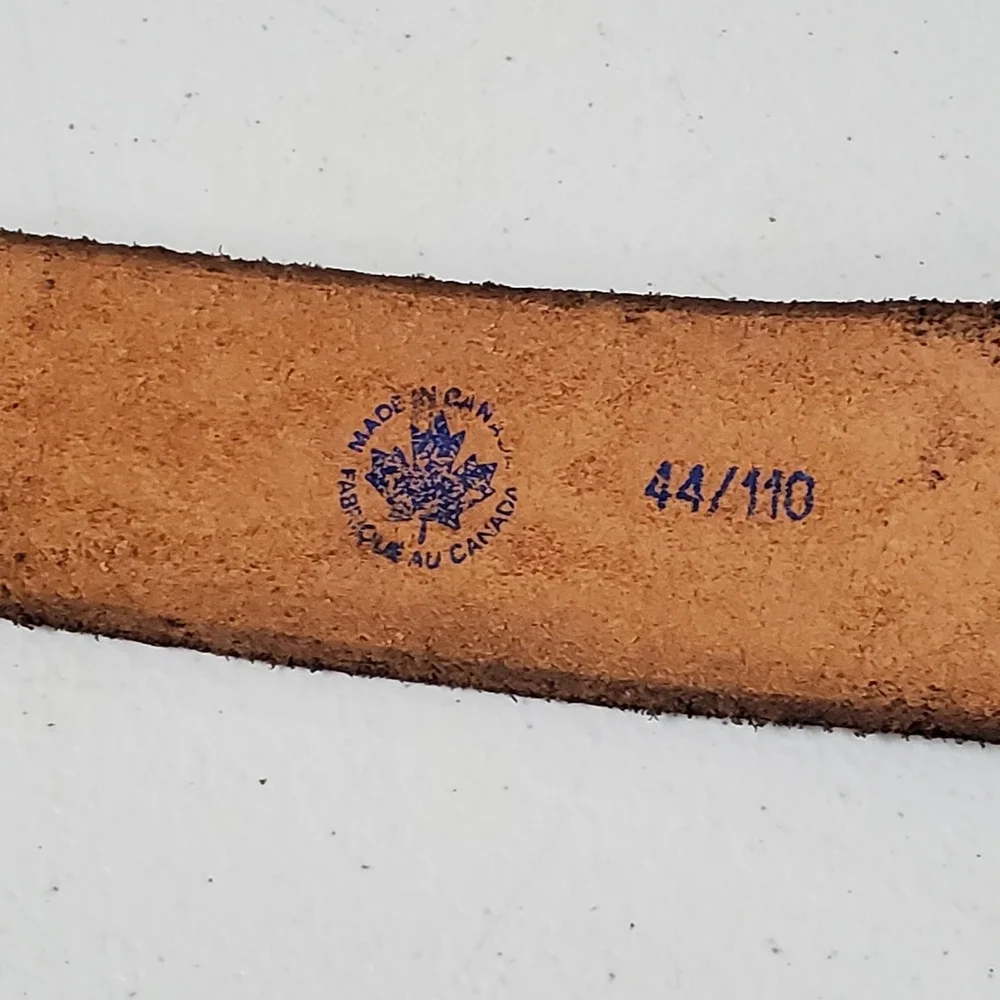 Phoenix‎ Canadian Tooled Leather Brown Leaf Acorn Geese Mens Belt Size 44 Woven